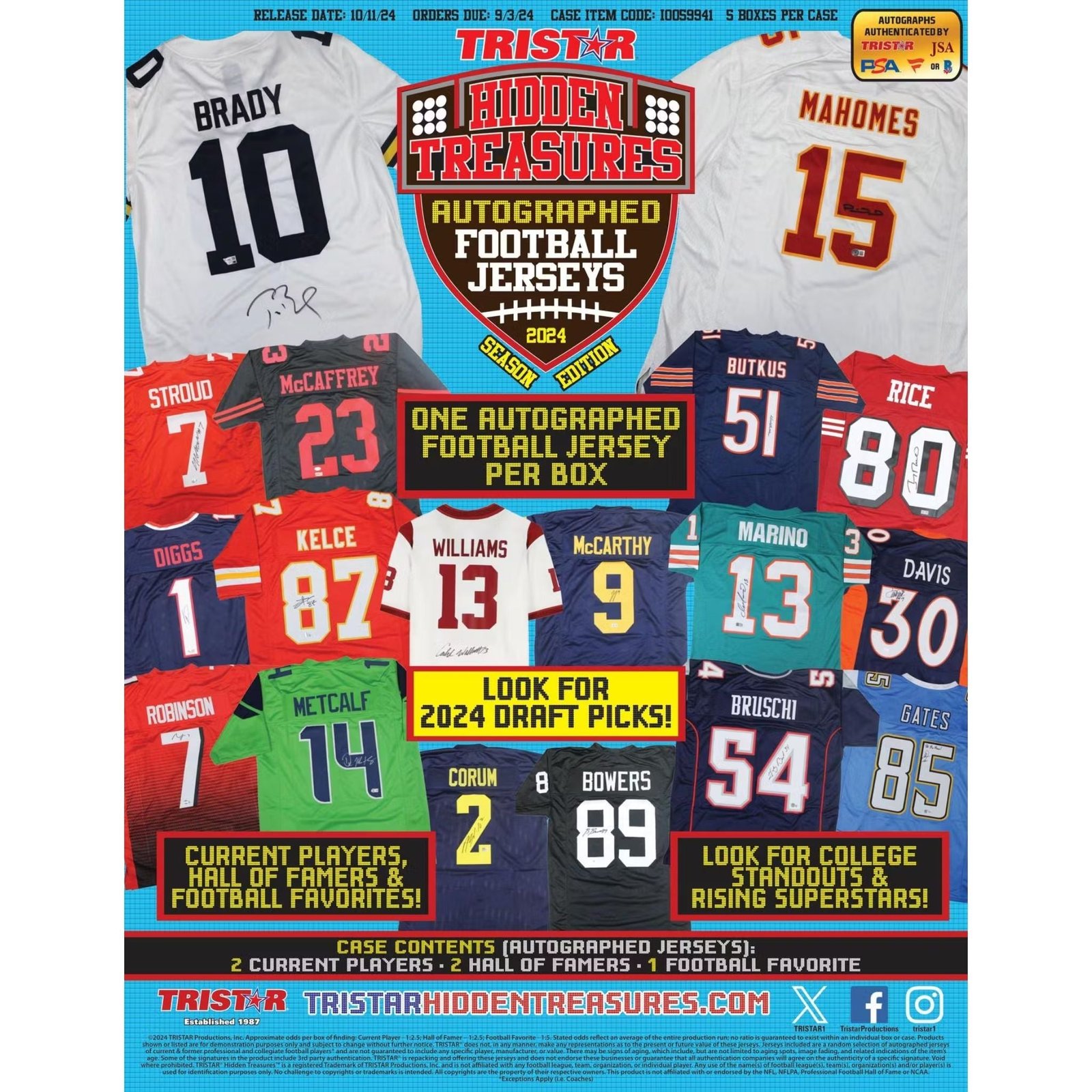 NewProductImage-2024-10-11T083443.456 2024 TriStar Hidden Treasures Autographed Football Jerseys Season Edition Hobby Box - Image 1