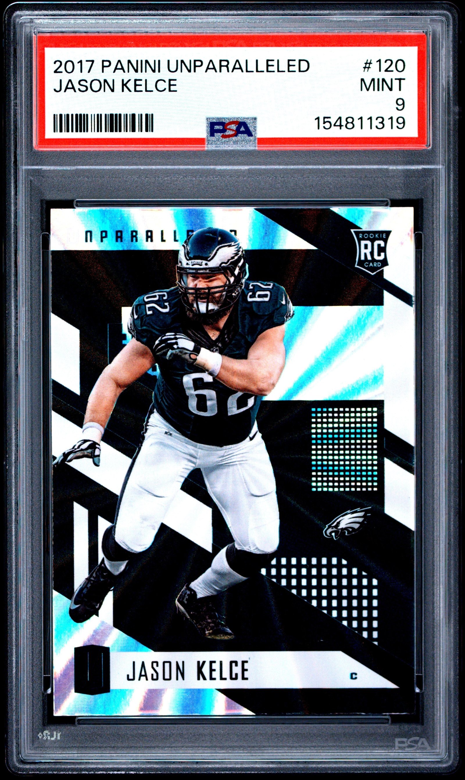 OvaO55Xwy0yR5g3Qah22oQ Jason Kelce 2017 Panini Unparalleled Rookie #120 PSA 9 Mint 1319 - Image 1