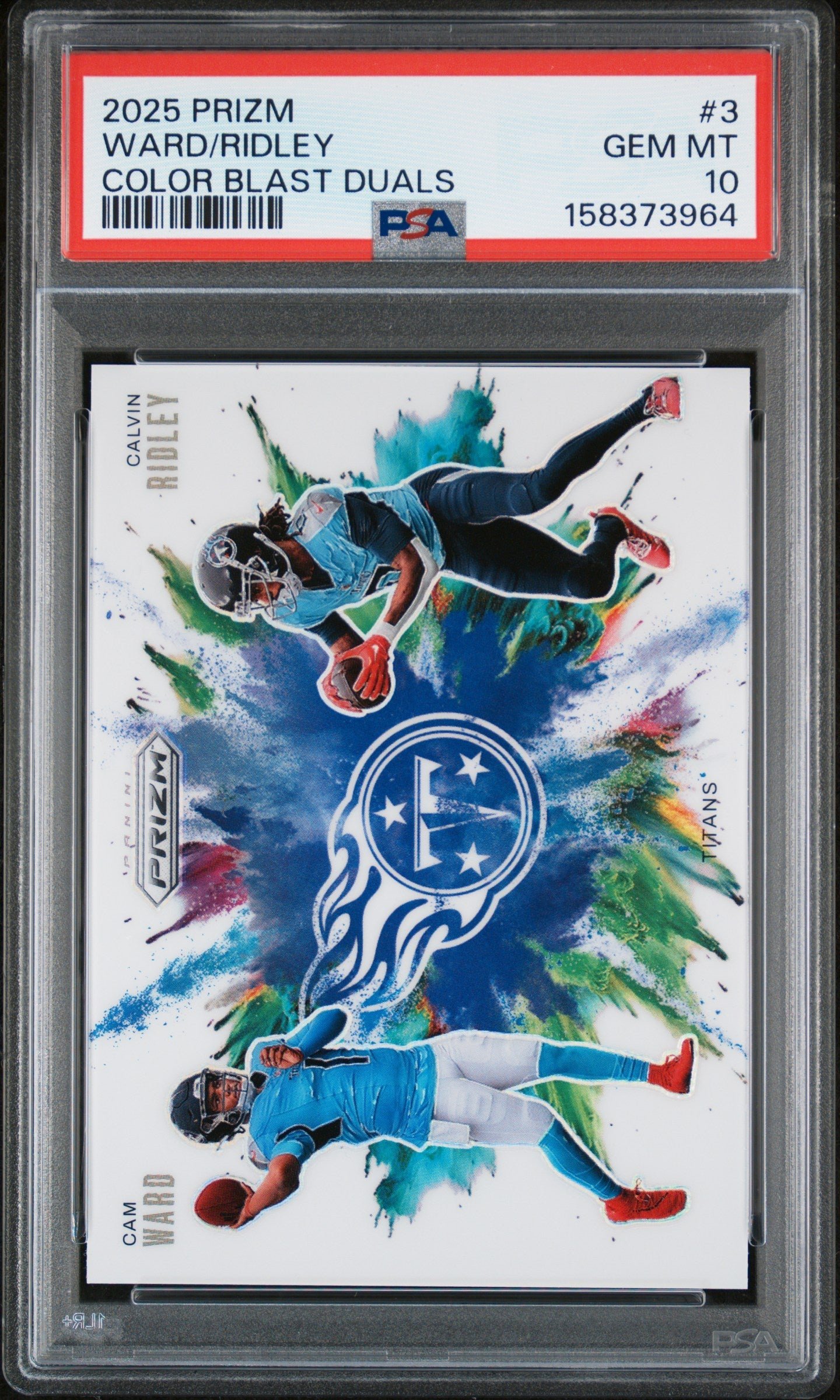 RuAv-WN0c06UiaSd39yP1A Cam Ward + Calvin Ridley 2025 PAnini PRizm Dual Color Blast PSA 10 Gem Mint - Image 1