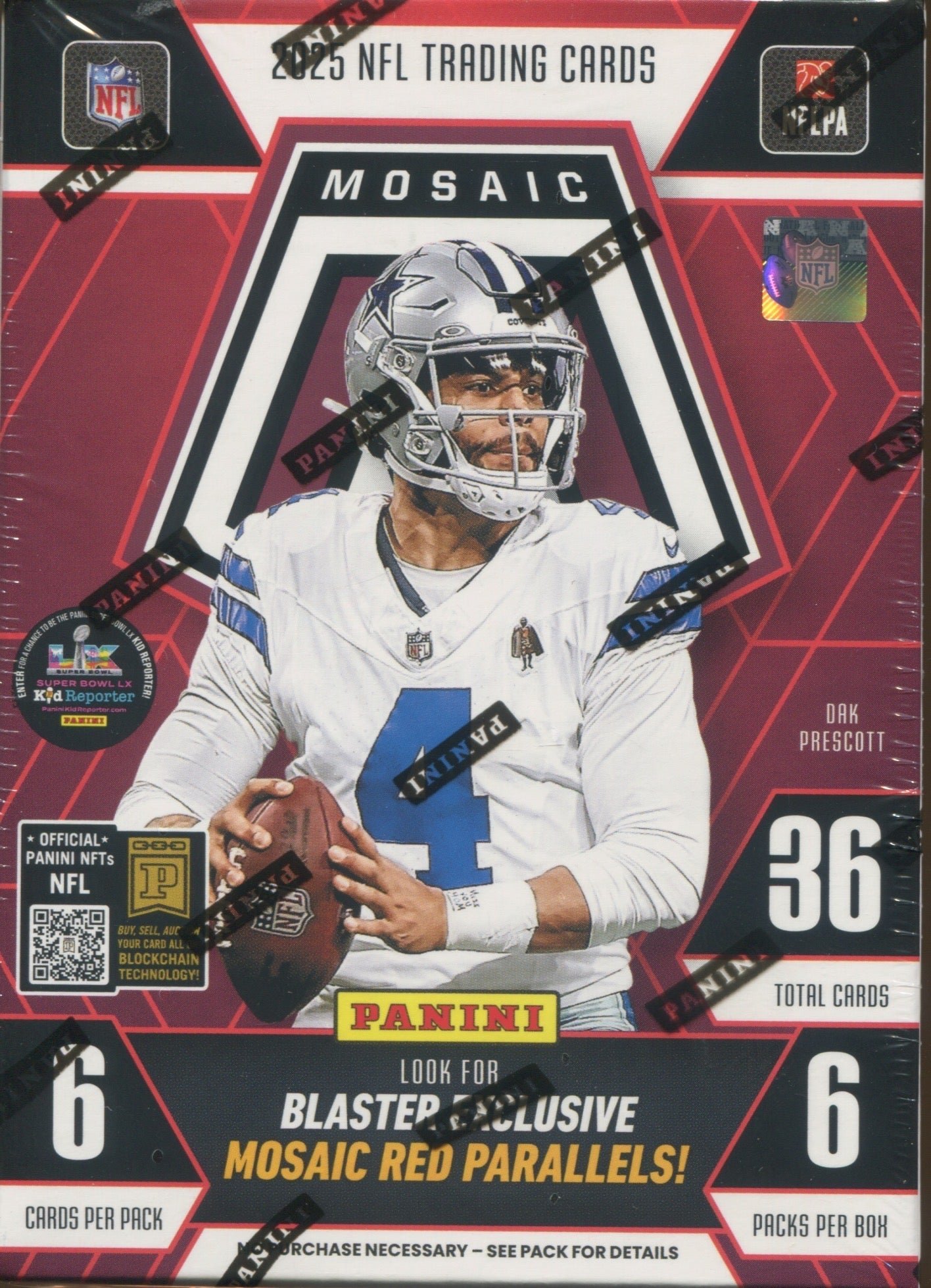Scan_2_0e20f38f-ce45-40dc-917a-4b4608f0f49e 2025 Panini Mosaic Football Hobby Blaster, Box (Mosaic Red) - Image 1