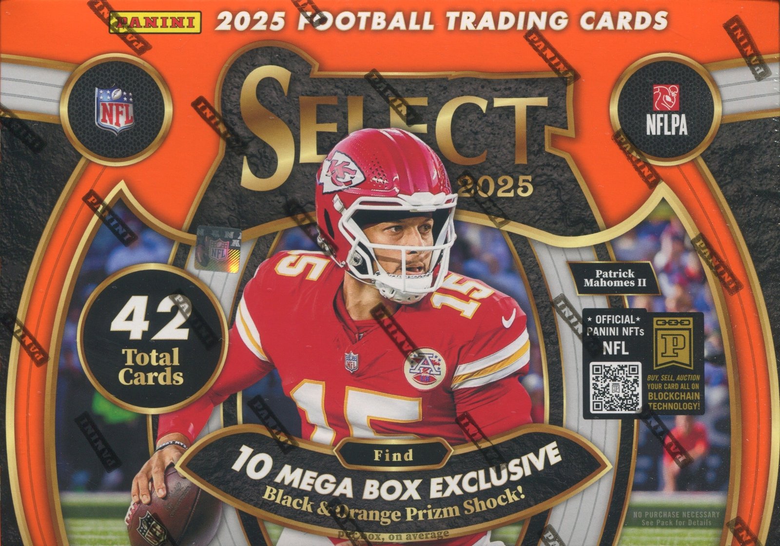Scan_2_56bea529-06b3-4478-b808-c48efea8c326 2025 Panini Select Football Hobby Mega, Box (Black & Orange Shock) - Image 1
