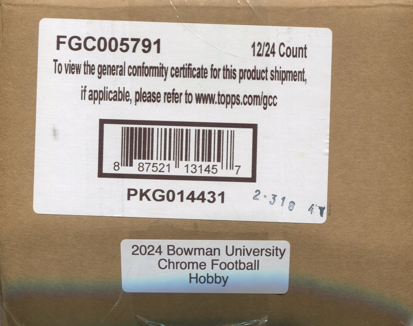 Scan_30_7d9fe88b-08b9-4c48-b4c6-6c462cdb59ce 2024 Bowman Chrome University Football Hobby, 12 Box Case - Image 1