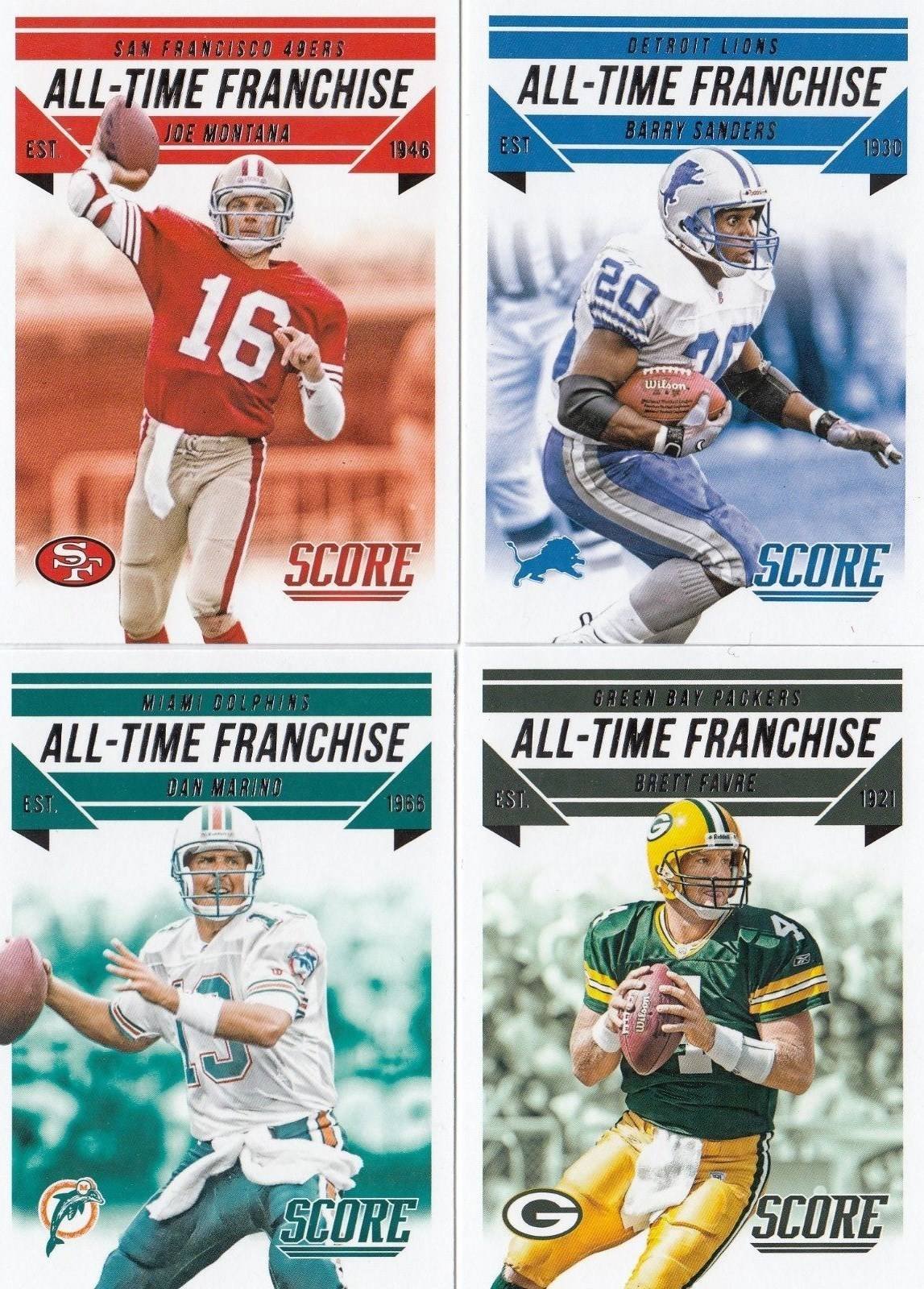 ScoreFran 2015 Score All Time Franchise Insert Set with 8 Hall of Famers Favre, Montana Plus - Image 1