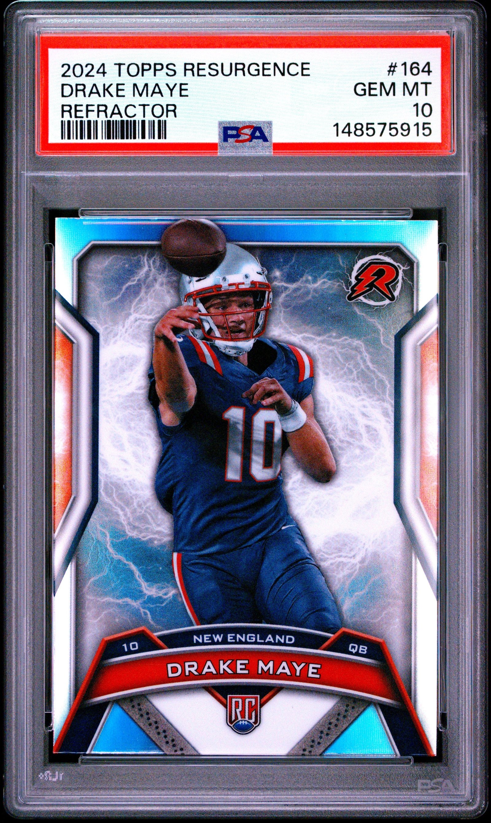 TFyveOJ3YEixiDWWVao55A Drake Maye 2024 Topps Resurgance Rookie #164 Refractor PSA 10 Gem Mint - Image 1