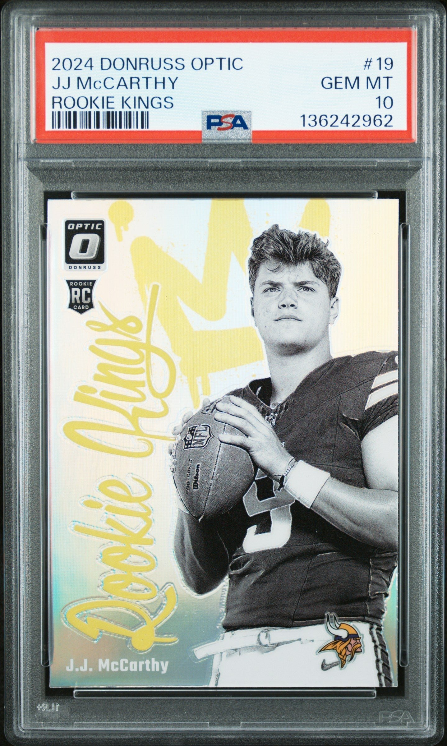 UxEHdfCepUCAtNNogwbXlA J.J. McCarthy 2024 Donruss Optic Rookie Kings PSA 10 Gem Mint - Image 1
