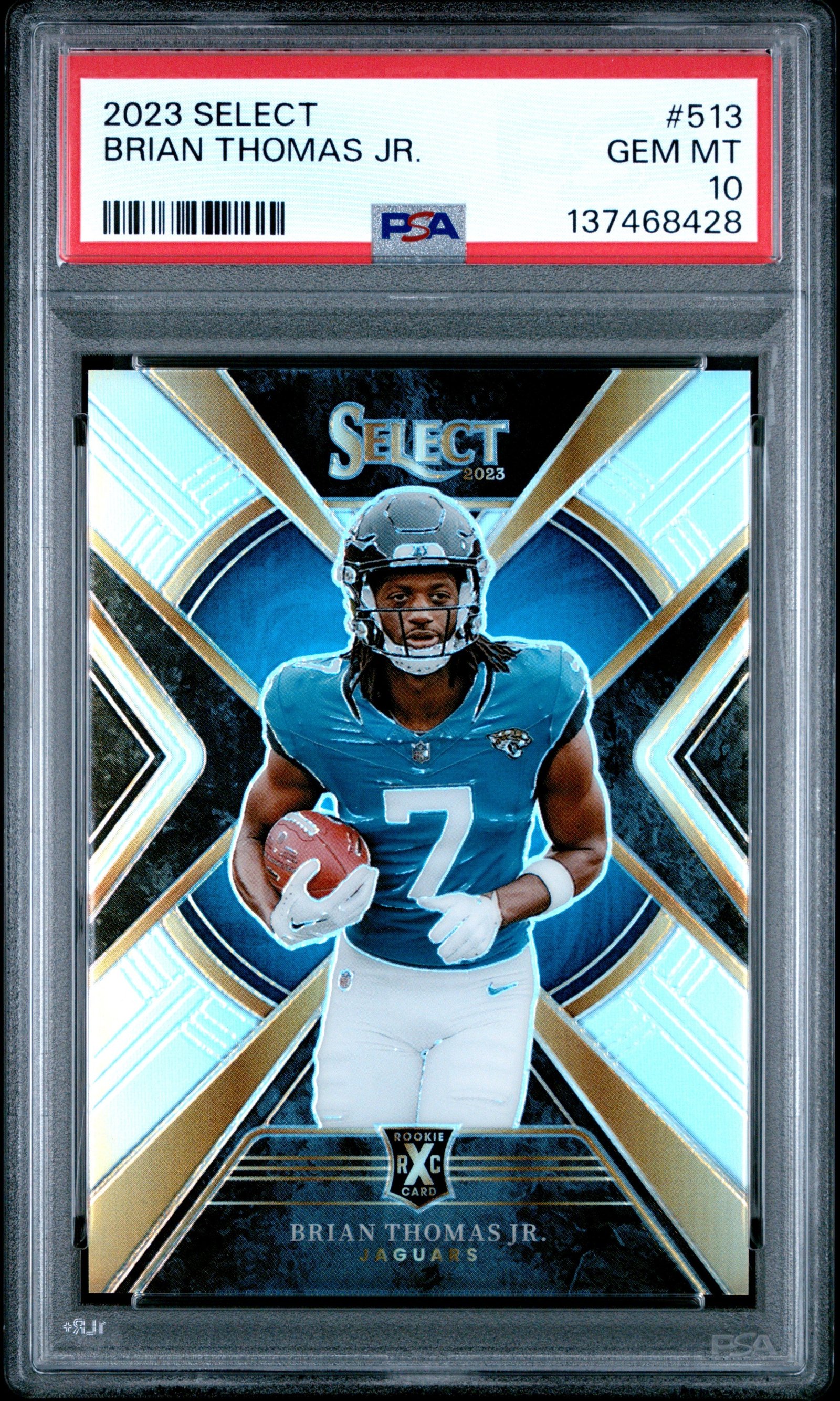 Vwb3yEgTq0C2uuy3N1dUnw Brian Thomas Jr. 2023 Panini Select XRC #513 PSA 10 Gem Mint - Image 1