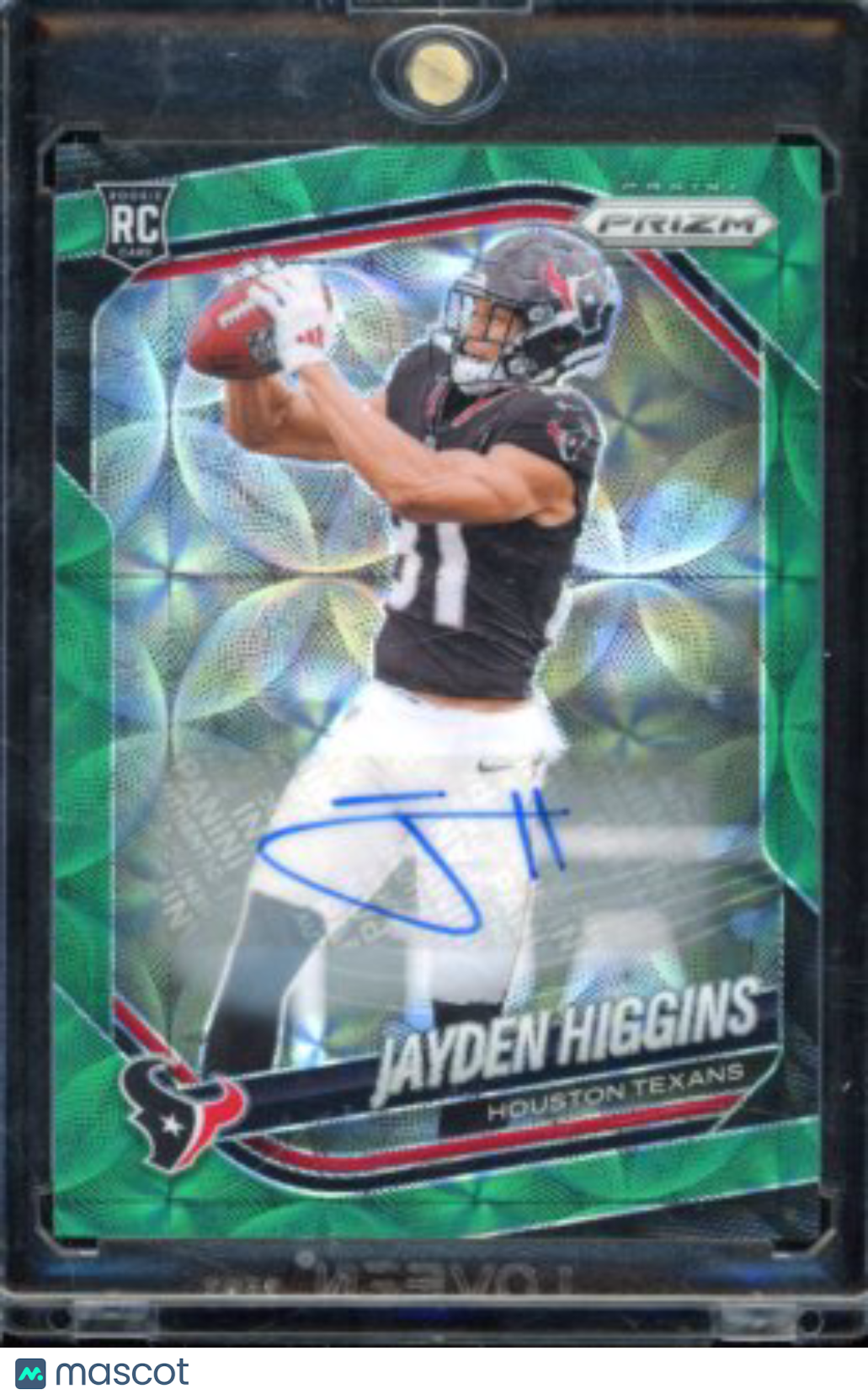 acee41ba-dd38-4690-9291-e93942e3fc06-watermark-raw-V2 2025 Prizm Jayden Higgins Rookie Green Scope Auto /75 - Image 1