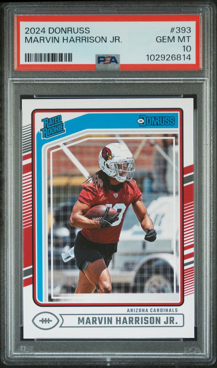b3f33859-f851-5f21-8710-0d3864576e73__95765 Marvin Harrison Jr. Arizona 2024 Donruss Rated Rookie Card #393 PSA 10 Gem Mint - Image 1