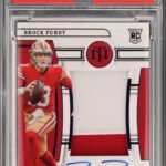 2022 PANINI NATIONAL TREASURES BROCK PURDY PATCH AUTO RPA-PURPLE #200 MINT 9
