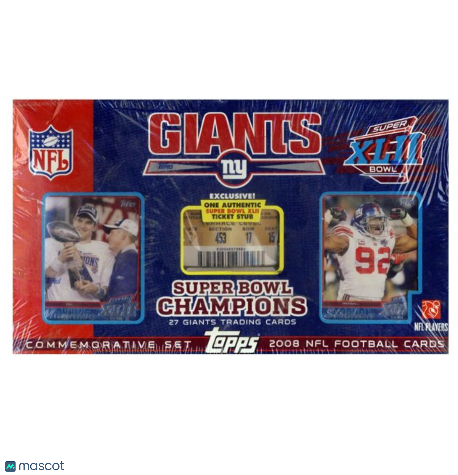 cbd03de7-25f3-4a53-800e-cdbb9d72170f-watermark-raw-V2 2008 Topps Football Super Bowl 42 Commemorative New York Giants - Image 1