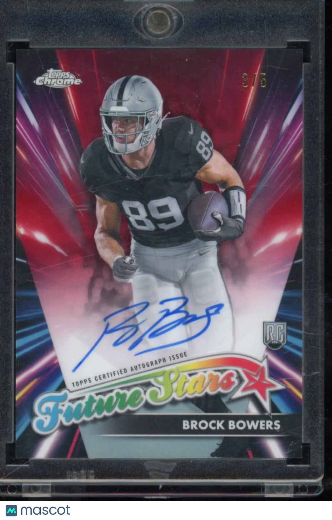 ef778596-d90e-46b7-894f-b2d5323e03c4-watermark-raw-V2 2024 Topps Chrome Brock Bowers Red Future Stars /5 Rookie Auto - Image 1