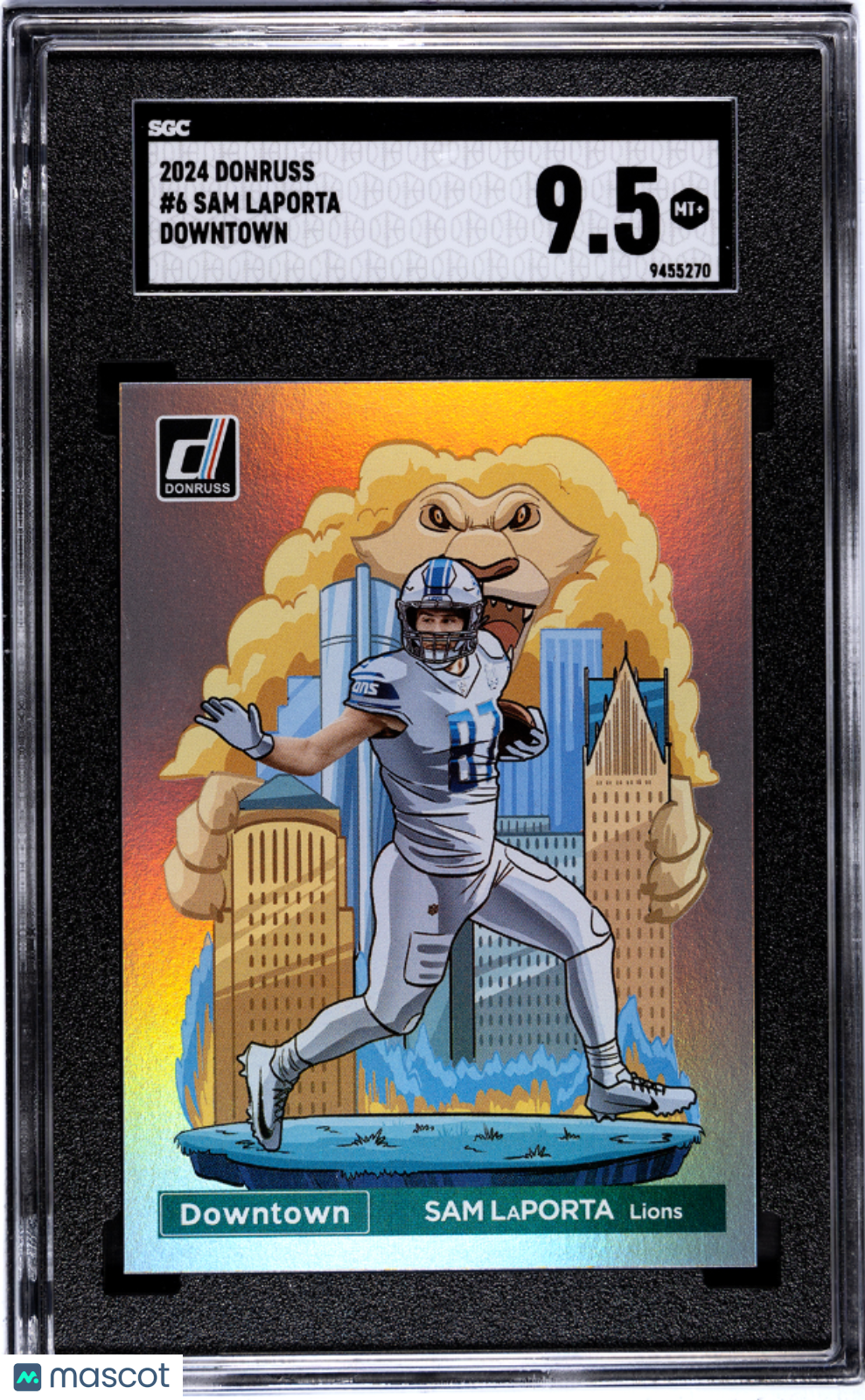 front-watermark-V2_2c48d26b-398e-4e27-af12-a11da789458a 2024 Panini Donruss Sam LaPorta #6 Downtown! SSP SGC 9.5 - Image 1