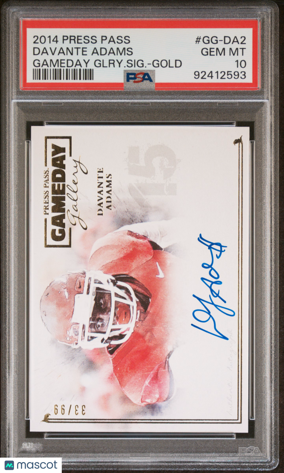 front-watermark-V2_6823ec64-732e-4ae8-995a-e95e21cf8b6b 2014 Press Pass Davante Adams Rookie Auto /99 PSA 10 - Image 1