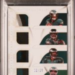 2022 National Treasures Hurts Vick McNabb Cunningham Quad Patch /25 PSA 8