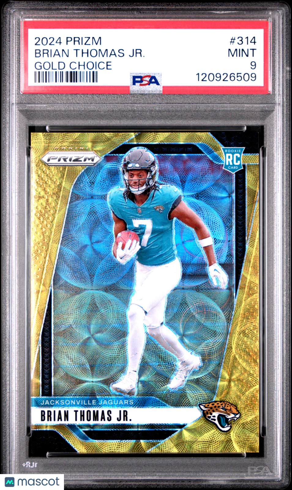 front-watermark-V2_8d0c3bf7-2215-4095-9bef-e6f948ee80aa 2024 Prizm Brian Thomas Jr Gold Scope Rookie /10 PSA 9 - Image 1