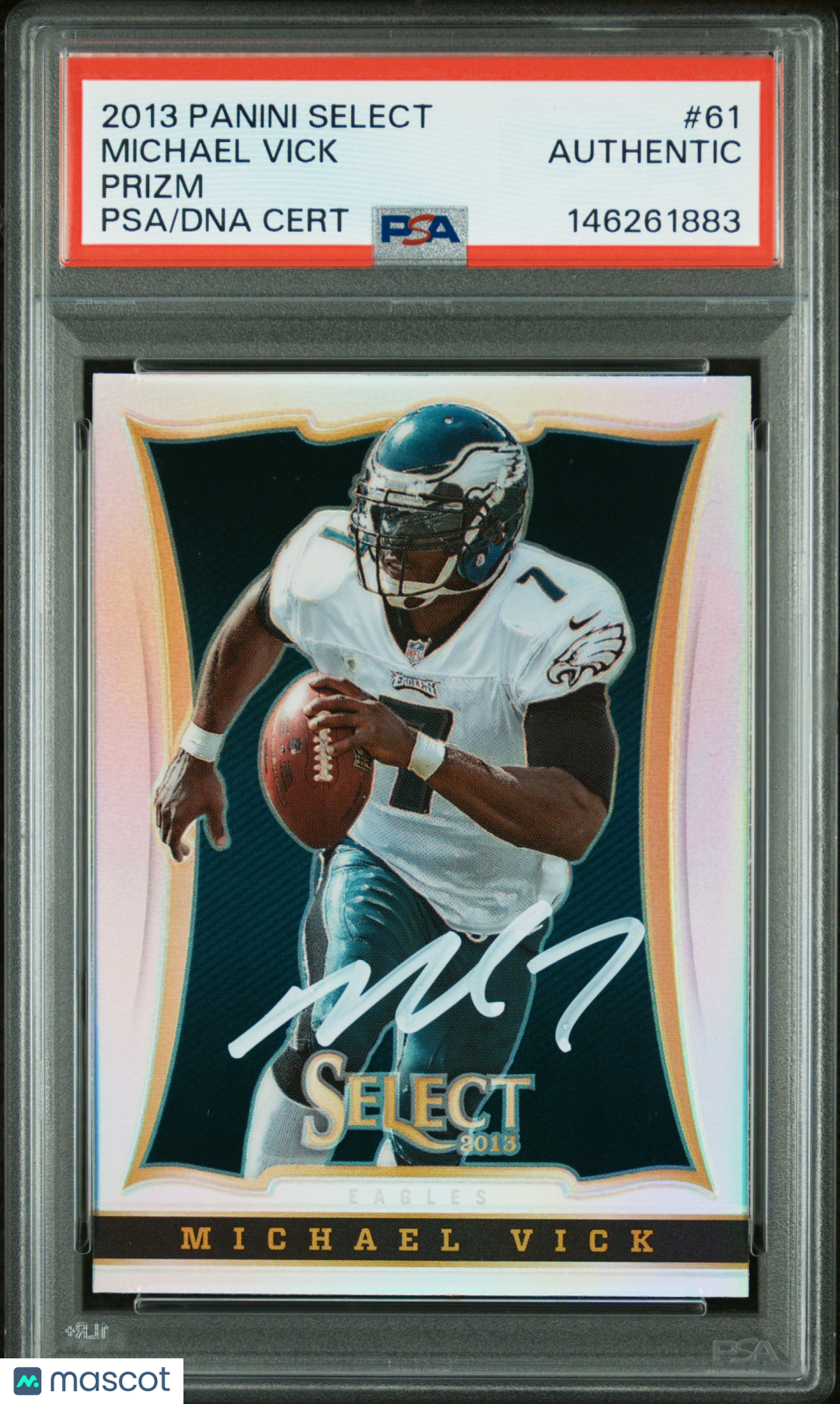 front-watermark-V2_c825c9b5-9a4b-40a5-8b0c-37c10585329b 2013 Panini Select Michael Vick #61 Silver Auto PSA AUTH - Image 1