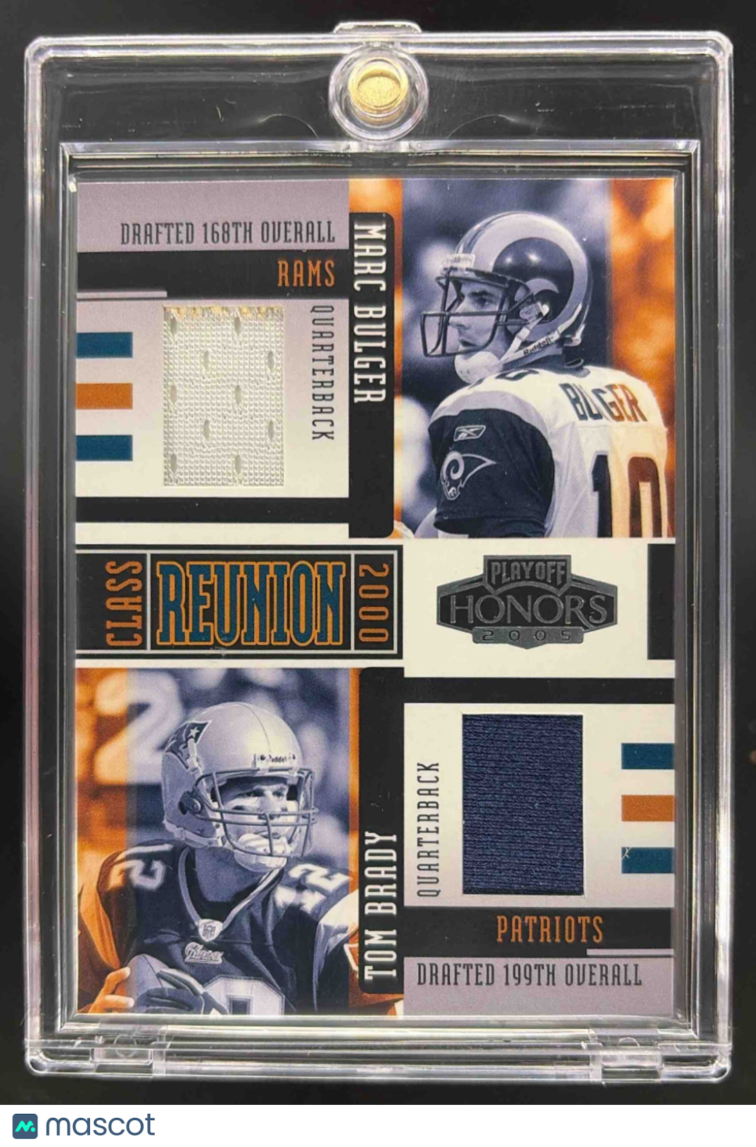 front-watermark-raw-V2_09888fd1-6de4-47a5-81ac-1b6b079110ae 2005 Playoff Honors Tom Brady Class Reunion Game Used Patch /150 - Image 1