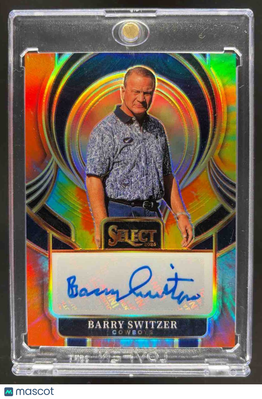front-watermark-raw-V2_2e686d82-2ee1-4824-a811-2cdc7bdf1457 2025 Panini Select Barry Switzer #SIP-BSR Signatures Tie-Dye Prizm /25 Auto - Image 1