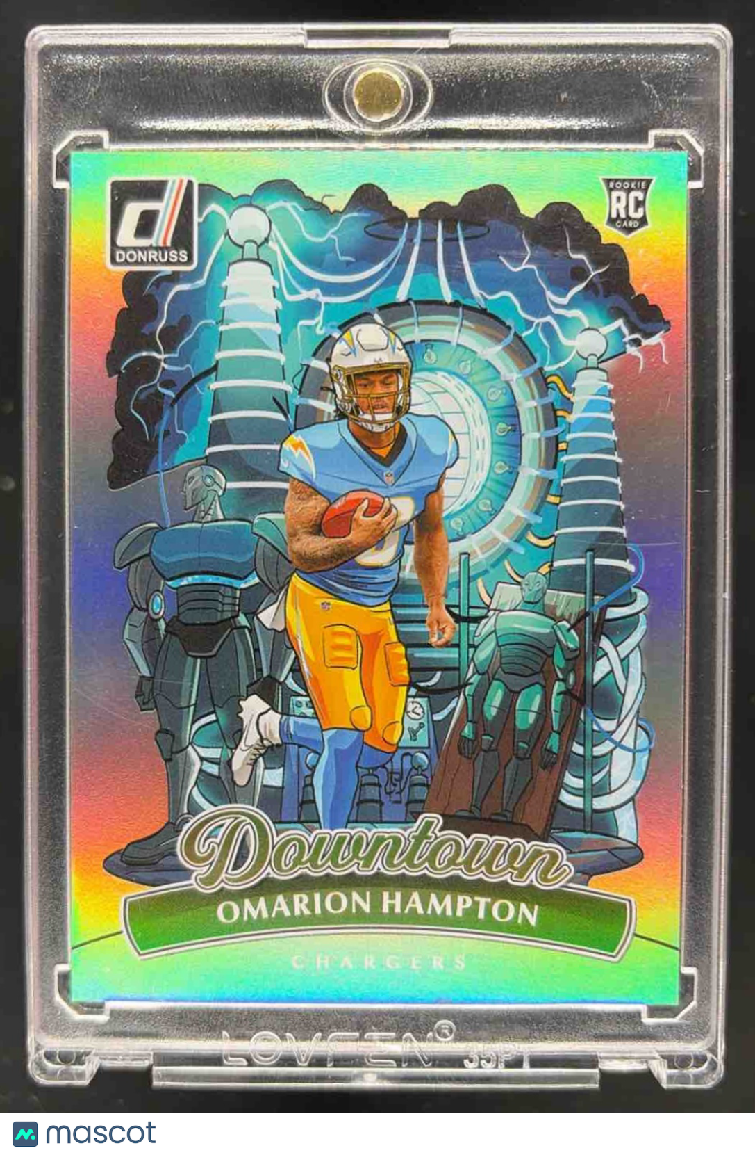 front-watermark-raw-V2_8529b364-6ec2-40c6-adda-c349f99f7f68 2025 Panini Donruss Omarion Hampton #16 Downtown SP Chargers - Image 1