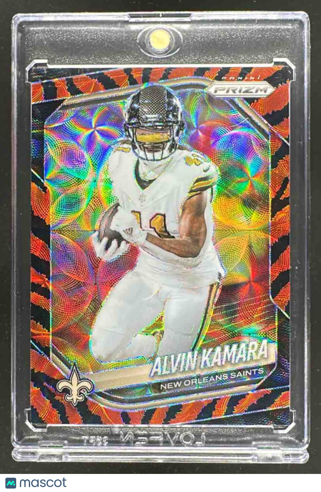 front-watermark-raw-V2_dd0732ae-e922-4c0c-af4d-ec97882f8024 2025 Panini Prizm Alvin Kamara #190 Tiger Stripe Saints - Image 1