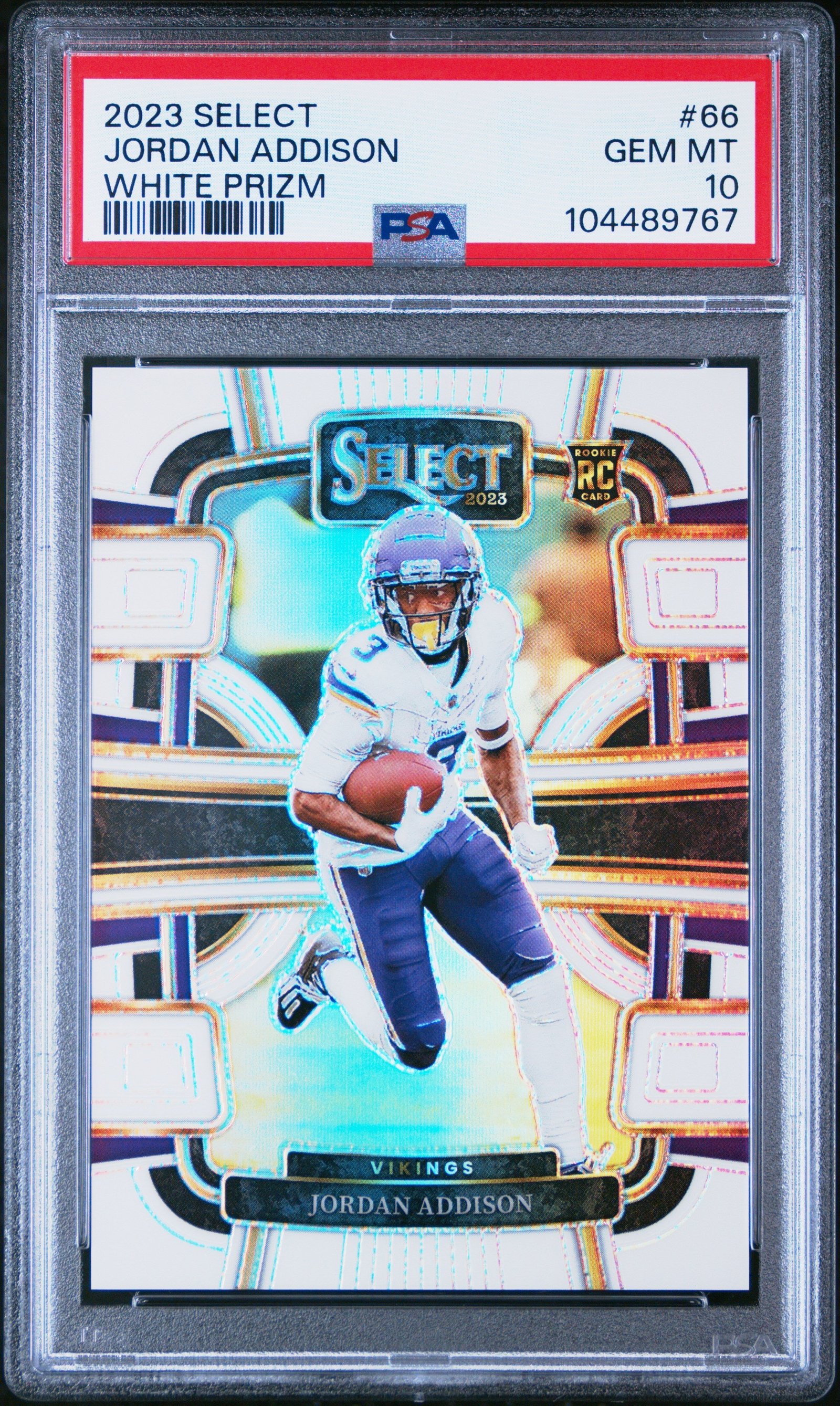 j1MXAZ7dckGgr2fNKizqYw Jordan Addison 2023 Panini Select Rookie #66 White Prizm #33/35 PSA 10 Gem Mint - Image 1