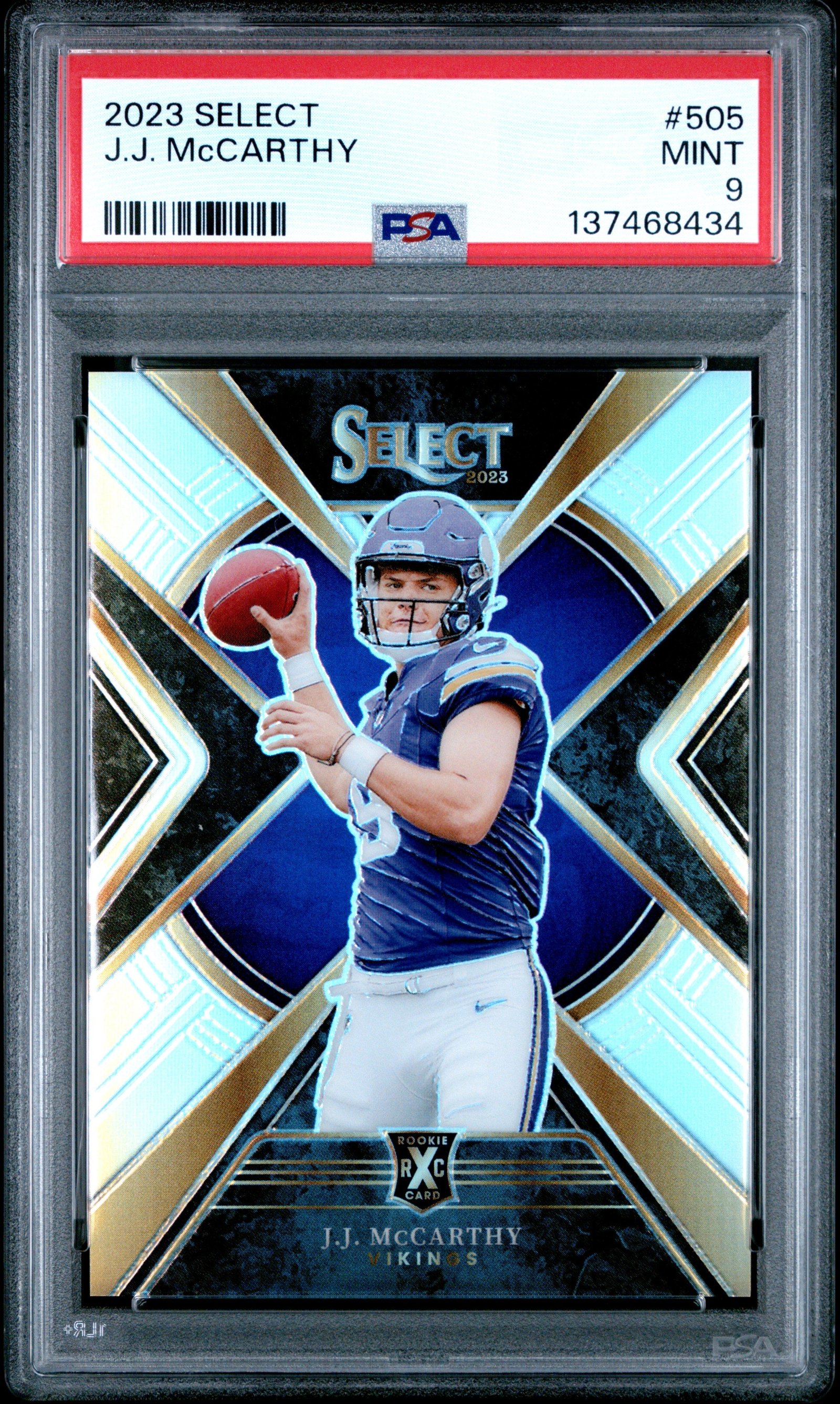 rSS52m43WUiKG71YQI0mMw J.J. McCarthy 2023 Panini Select XRC #505 PSA 9 Mint - Image 1