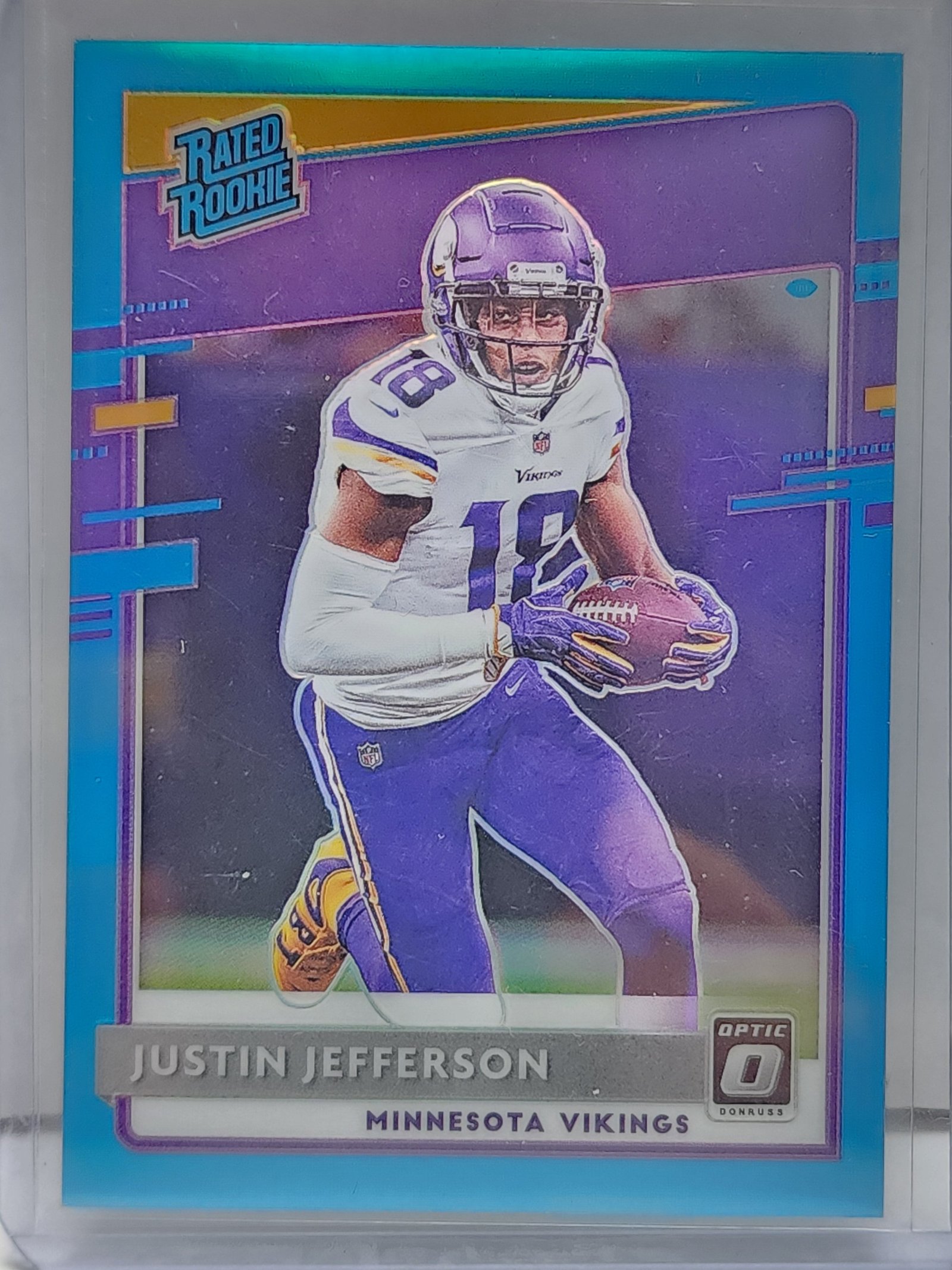 rn-image_picker_lib_temp_842369f3-1975-452e-b279-b3d25754c2b8 Justin Jefferson 2020 Donruss Optic Rookie #165 Aqua #260/299 - Image 1