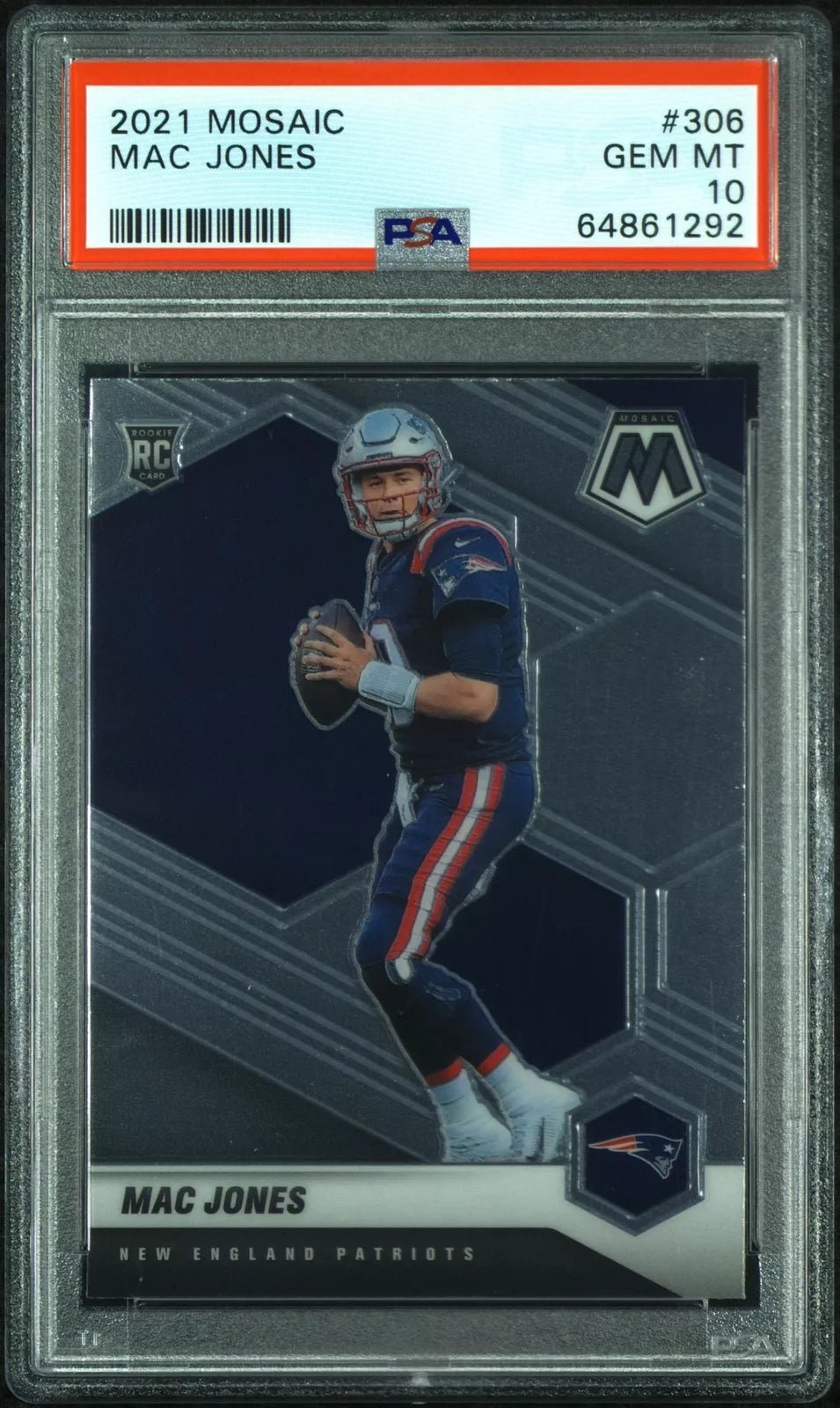 s-l1600_4500e57d-efba-416c-a0bf-6ba2fec43fad Mac Jones Patriots 2021 Panini Mosaic Rookie Card #306 PSA 10 Gem Mint - Image 1