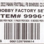 2022 Panini Donruss Football, 8 Hobby Factory Set Case
