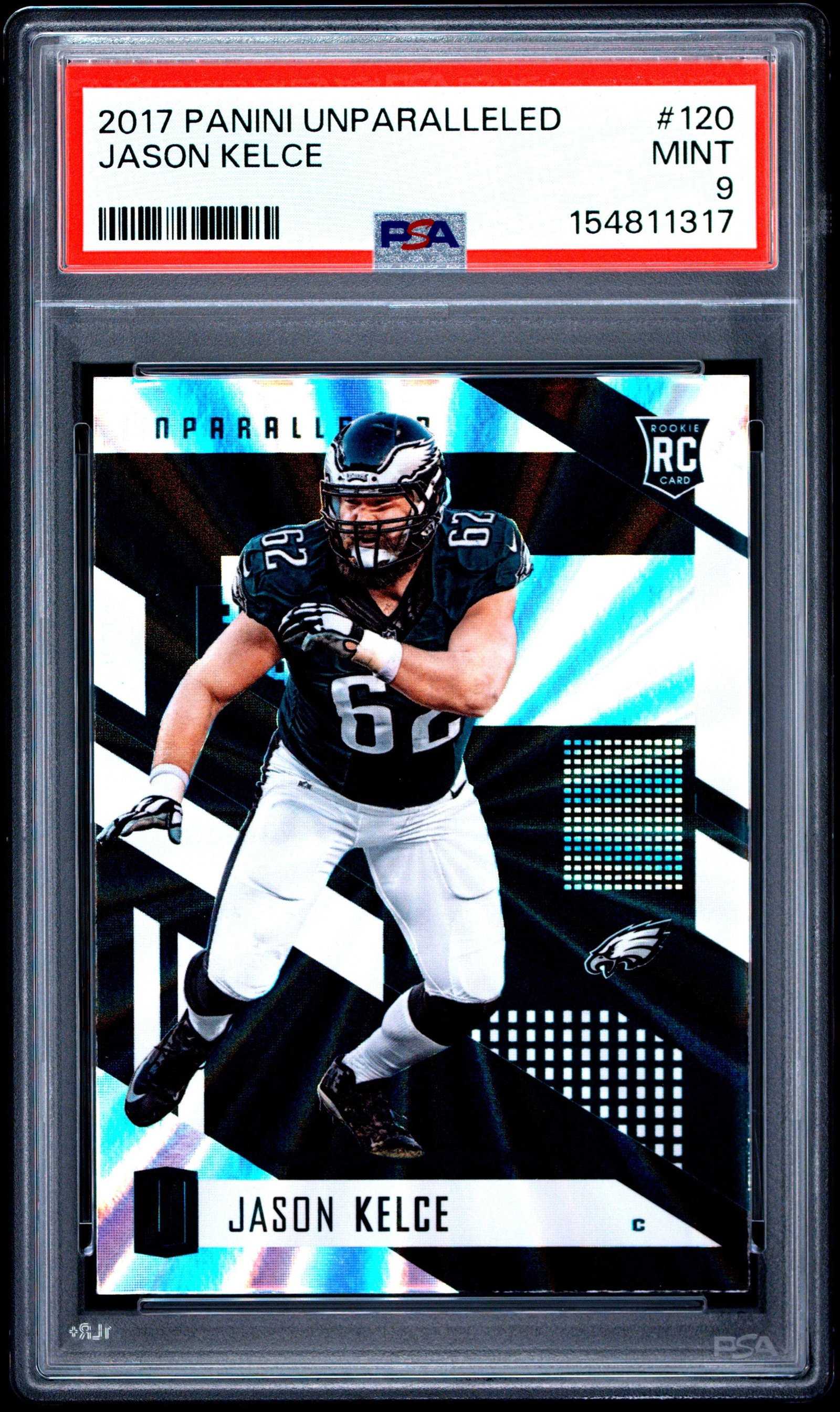 xBJ7FAKHJkyMDlOZV1hYVQ Jason Kelce 2017 Panini Unparalleled Rookie #120 PSA 9 Mint 1317 - Image 1