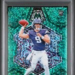 JJ McCarthy 2024 Panini Mosaic Rookie #310 Green Sparkle #8/8 PSA 9 Mint